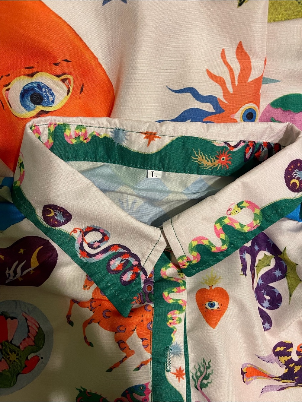 Multicolor Fantasy Print Long Sleeve Dress - Large - Picture 2 of 16